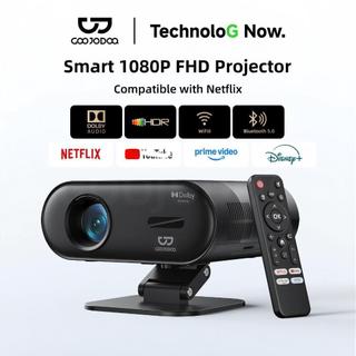 Máy Chiếu Native 1080P GOOJODOQ Độ Sáng 300 ANSI, 4K, HDR, Hỗ Trợ Netflix,Chỉnh Hình Tự Động