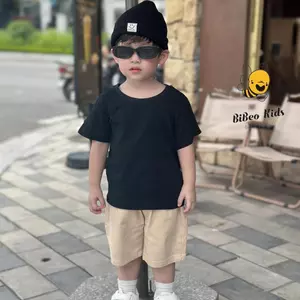 Bộ quần áo PHÔNG BASIC ĐEN QUẦN KAKI NUDE cho bé trai, siêu cá tính