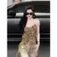 Cô gái nóng bỏng gợi cảm Mùa hè Phong cách mới Slim-fit Slimer Look Không đều Gạc khâu áo yếm in họa tiết da báo