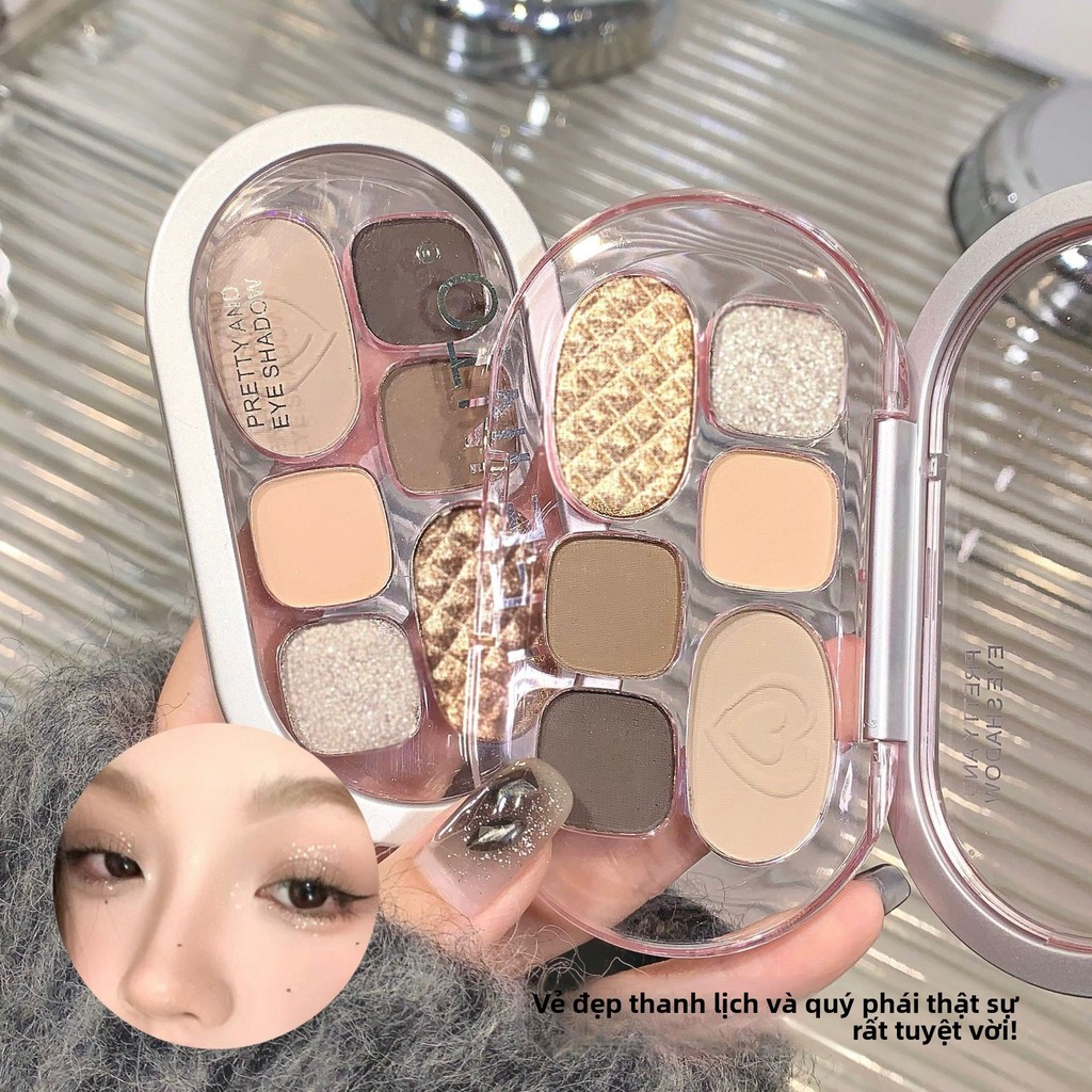 Palette mắt LEEINTO 6 màu - 【Tông màu mood】, lên màu chuẩn, chất ánh kim, matt, lấp lánh tinh tế, lâu trôi