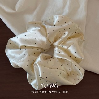 Yoing / Phong Cách Hàn Quốc Mercerized Satin Scrunchy Dây Buộc Tóc Nữ Cao Cấp Chấm Bi Dây Cao Su Độ Đàn Hồi Cao Tóc Lớn