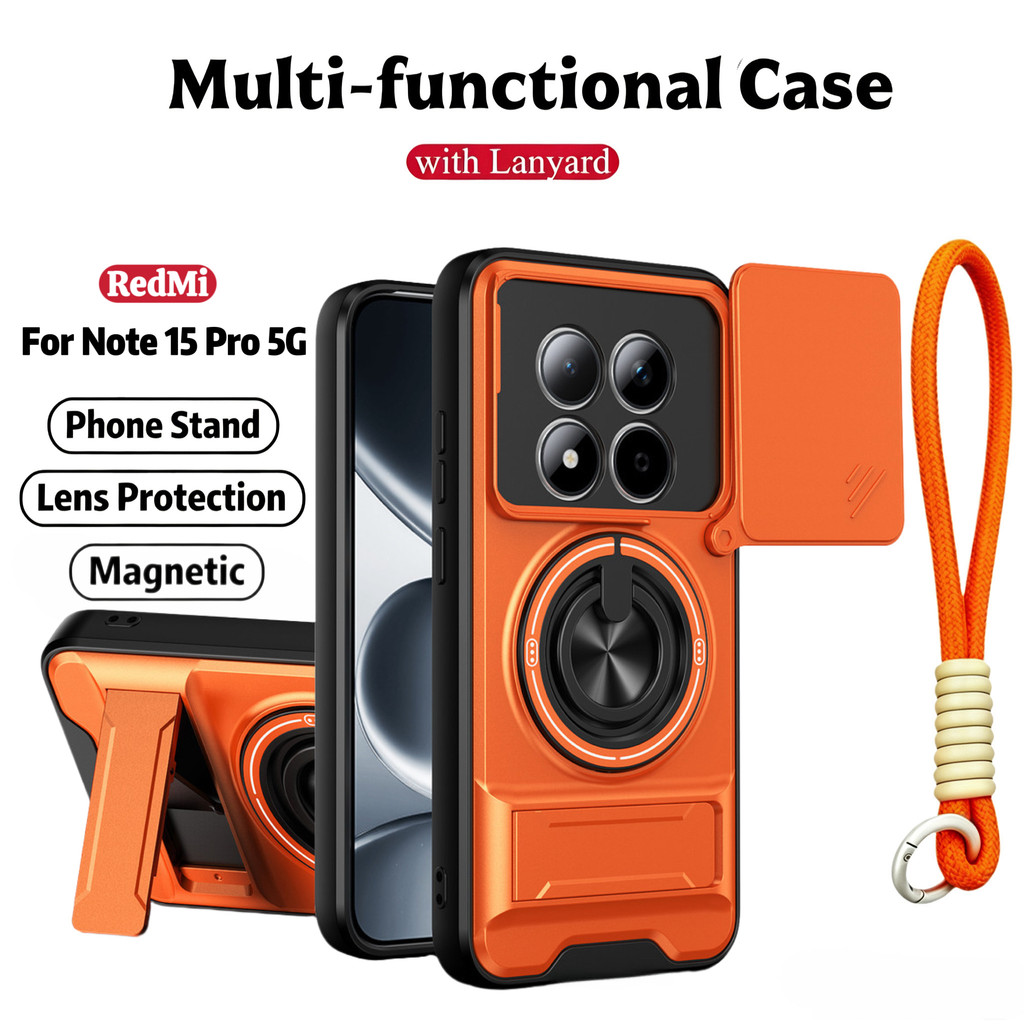 Ốp Điện Thoại Đa Năng Sang Trọng Thích Hợp Cho Redmi Note 15 Pro Plus 4G 5G Dây 360°Giá đỡ vòng có vỏ máy ảnh Vỏ bảo vệ toàn diện chống sốc