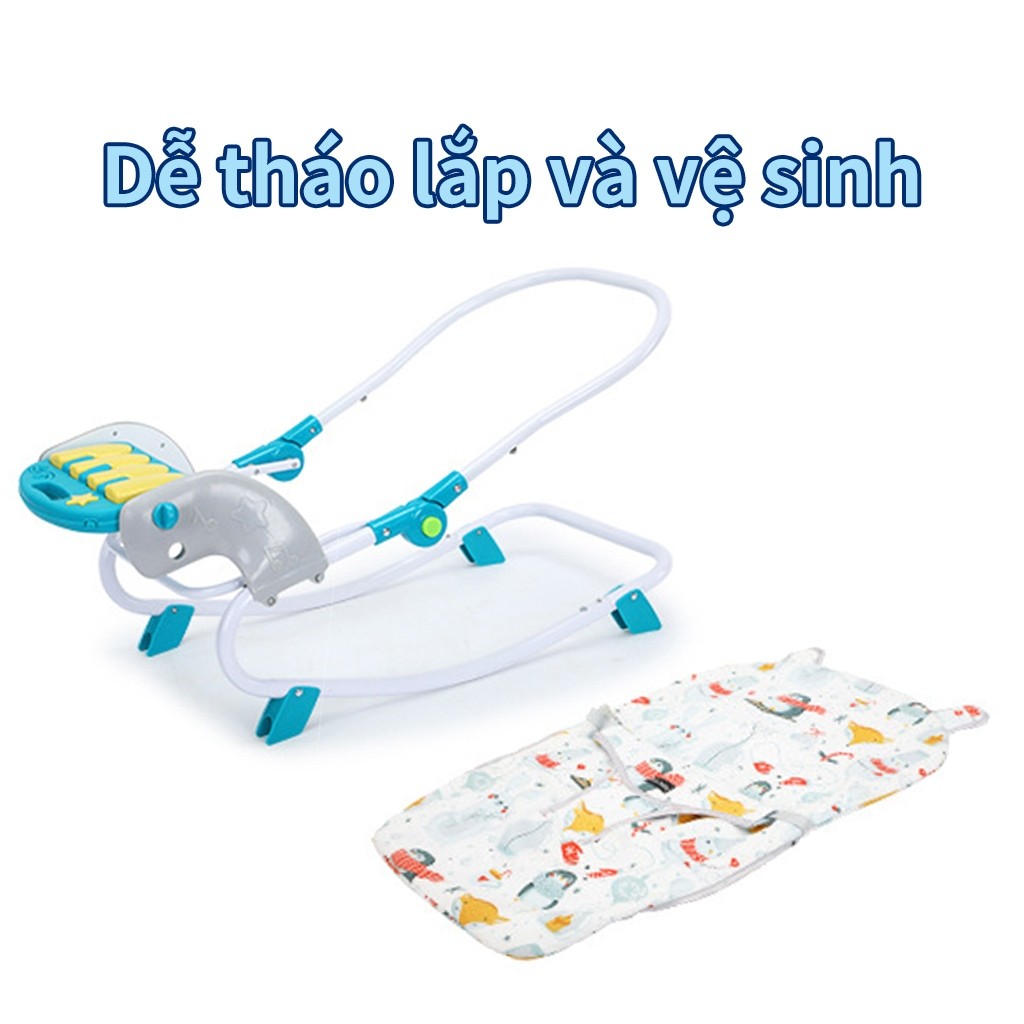 iiko Ghế rung cho bé sơ sinh 0-12 tháng vải lưới thoáng khí ghế bập bênh đa năng