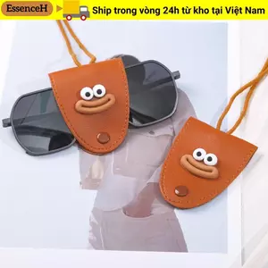Mặt dây chuyền túi đựng kính mắt ESSENCEH, Kẹp kính râm đa chức năng Unisex, Dây treo bằng da
