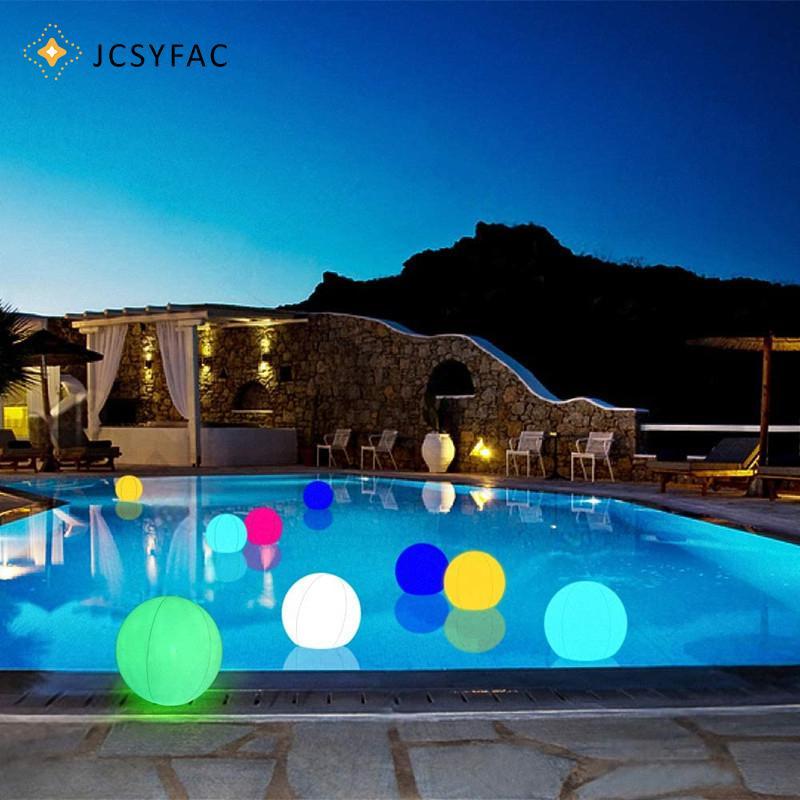 JCSYFAC Bóng LED Bơm Hơi Lớn Thổi Lên Bãi Biển Lớn Chống Thấm Nước Cho Bể Bơi Đảng Bóng Bay Ngoài Trời Sân Vườn Dạ Quang Đồ Chơi Bóng LED Mới