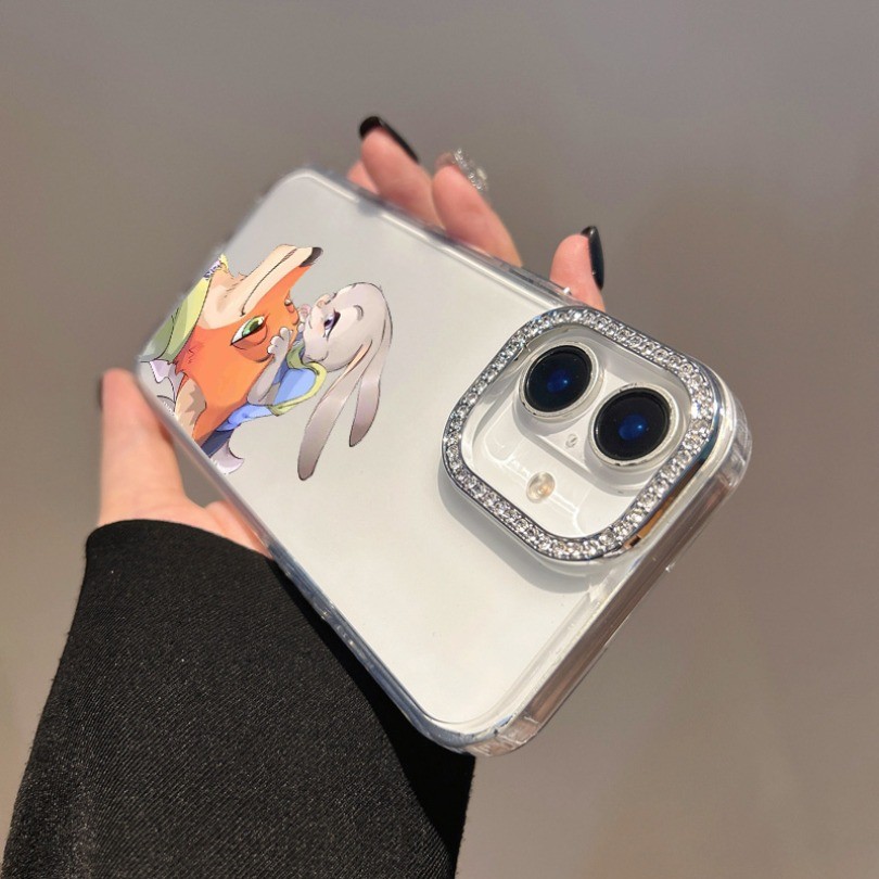 Ốp điện thoại trong suốt in hình cặp đôi ngộ nghĩnh Nick Judy cho Google Pixel 9A 8A 7A 6A 4A 6 7 8 10 9 Pro XL Vỏ kim cương giả chống rơi