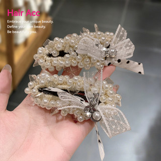 Phong Cách Mới Ngọc Trai Tóc Hàn Quốc Retro Ren Nơ Thời Trang Bên Nổ Kẹp Influencer Phong Cách Mới Công Nghiệp Nặng Phụ Kiện Tóc