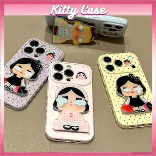 Giá đỡ gương hình em bé khóc 3D tương thích với ốp lưng điện thoại iPhone 11 12 13 14 15 Pro Max 16 17 Plus Dễ thương