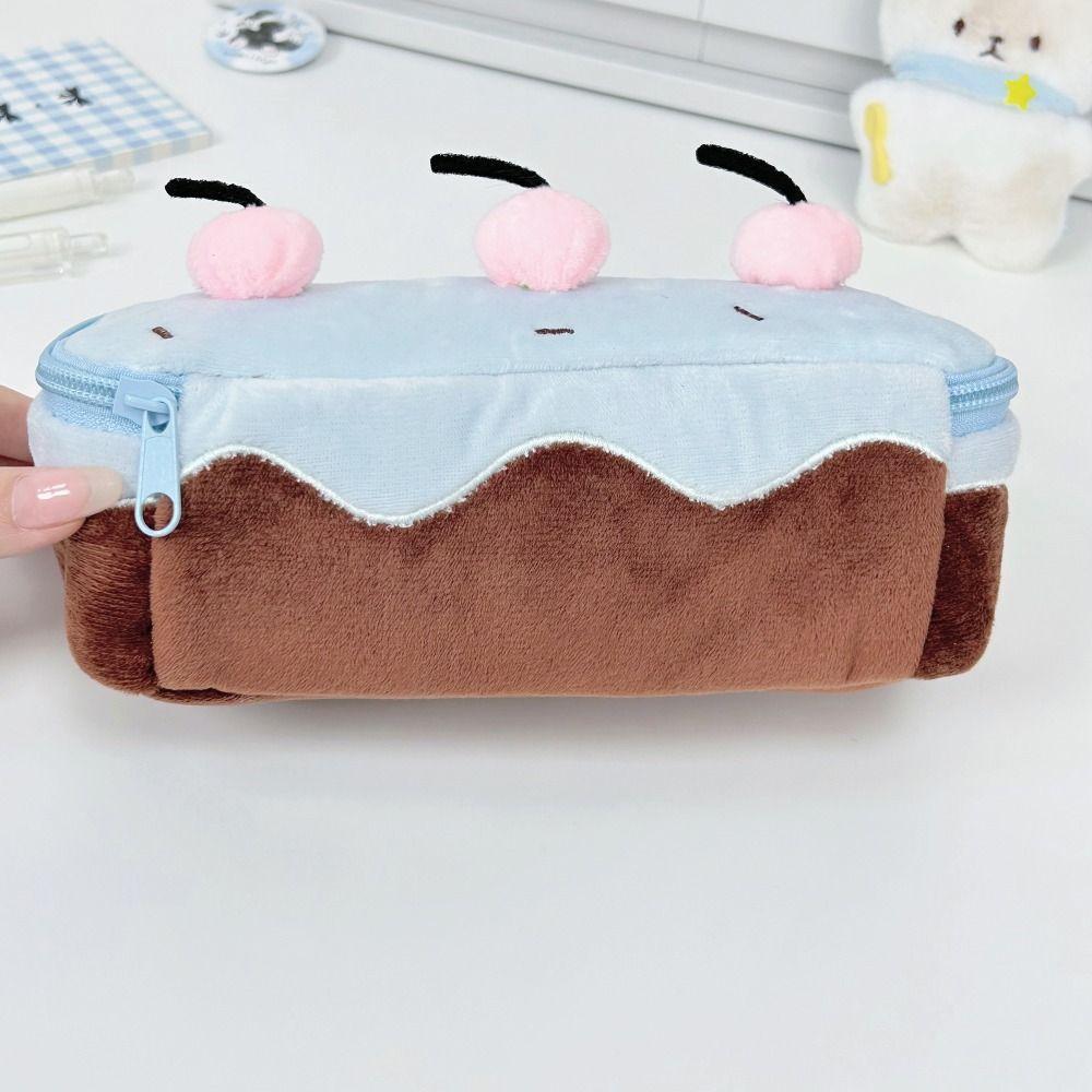Túi đựng bút HIGHVIEWLS, Bút chì cảm ứng mềm dung tích lớn, Thiết kế bánh anh đào Kawaii Túi đựng văn phòng phẩm sang trọng dành cho học sinh