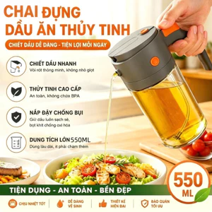 Chai tinh dầu thủy tinh cao cấp, tự động mở, 2 trong 1 vừa xịt vừa rót, chống tràn và chống dính.