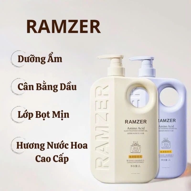 Sữa Tắm Trắng Sáng Da Hương Nước Hoa RAMZER 2in1 1000ml Siêu Thơm Và Lưu Hương