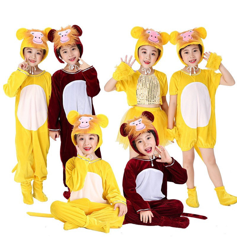 💕 HÀNG CÓ SẴN – Đầm Trang Phục Trẻ Em 3‑12 tuổi – Khỉ + Hoạt Hình Động Vật, Thích hợp Halloween, Giáng Sinh & Ngày Trẻ Em 🎃🎉