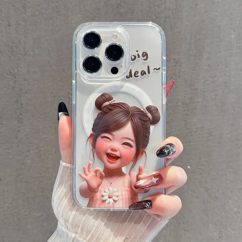 Ốp iPhone Cô bé dễ thương ngây ngô iPhone 16 Promax 15 11 12 13 14plus xr xsmax 16plus 17 pro promax  plus
