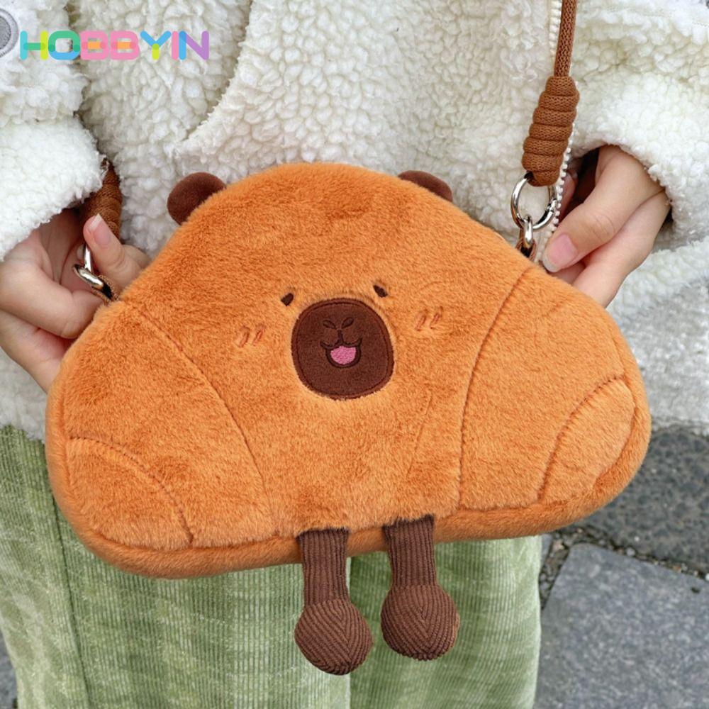 Túi Đeo Ngang HOBBYIN, Túi Đeo Vai Capybara Dung Tích Lớn, Quà Tặng Hoạt Hình Sang Trọng Ví Đựng Tiền Xu Cho Nữ Bé Gái