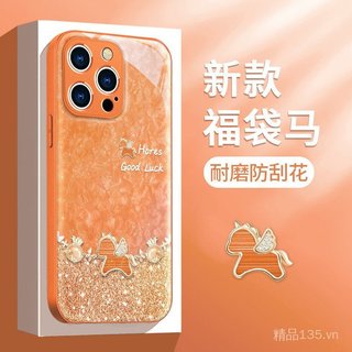 Thích hợp cho iPhone17promax Vỏ Điện Thoại Phong Cách Năm Mới 16 Túi May Mắn Pony Vòng Tay 15promax Lấp Lánh
