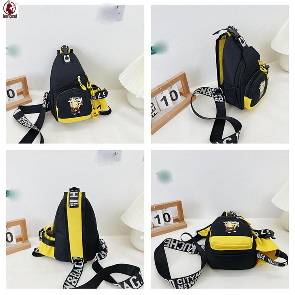 Túi đeo nhẹ Ngực Daypack cho trẻ em Túi đeo chéo dung tích lớn dễ thương với mặt dây chuyền Pikachu cho trẻ em Bé trai Bé gái