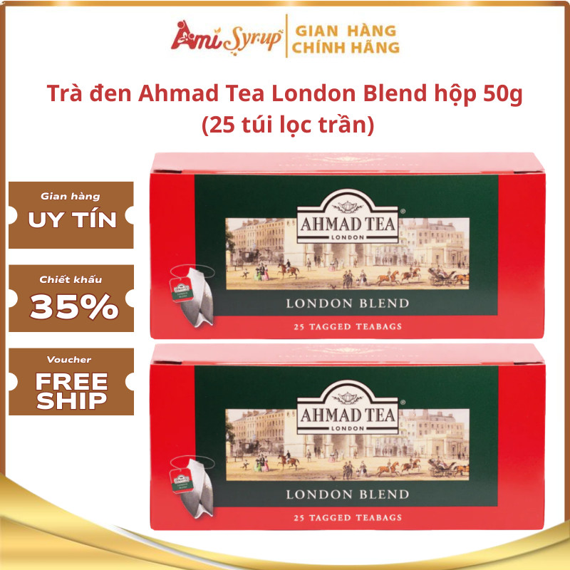 Trà Đen Ahmad London Blend 25 Túi Lọc Trần Hộp 50g, Tinh Hoa Trà Anh Quốc
