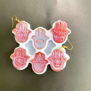 Flgo Sáng Bóng Hình Lòng Bàn Tay Bông Tai Khuôn Silicon Nhựa Dính Khuôn DIY Bông Tai Trang Sức Làm Móc Khóa Trang Sức Mặt Dây Chuyền Để