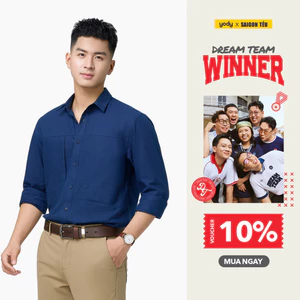 Áo sơ mi nam YODY dài tay túi kiểu vải Cotton twill dáng suông thoáng mát, mềm mại MCSH25S042