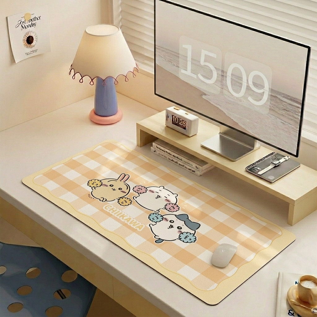 thảm lót chuột da pu chiikawa cỡ lớn thảm trải bàn học cho bé chống nước decor bàn máy tính dễ thương học sinh dày 1mm đẹp