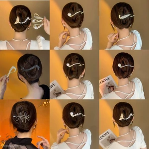 Cảm Giác Cao Cấp Phẳng Ngọc Trai Xoắn Tóc Phong Cách Phương Tây Siêu Cổ Tích Đầu Lưng Tóc Ếch Khóa Kẹp