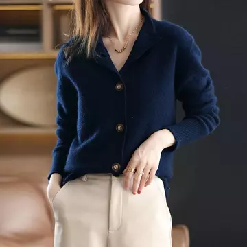 Áo Len Dệt Kim Nữ Mùa Đông Retro Cardigan Áo Khoác Rời Top Nữ Tay Dài Dáng Rộng Áo Chui Đầu Áo Len