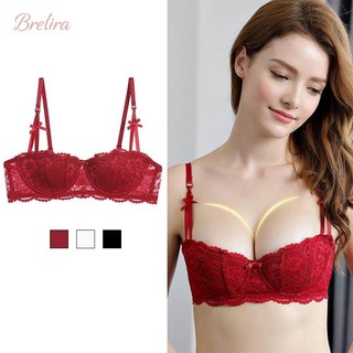 Áo ngực ren nâng ngực gợi cảm Brelira dành cho nữ, kiểu nửa cúp, mỏng nhẹ, ôm sát tôn dáng, dây đeo điều chỉnh được, thoải mái.