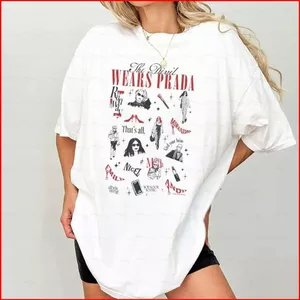 GC1 The Devil Wears Prada 2 Biểu tượng nghệ thuật tối giản Cắt xén Áo thun cotton dày tay ngắn hàng đầu GC1