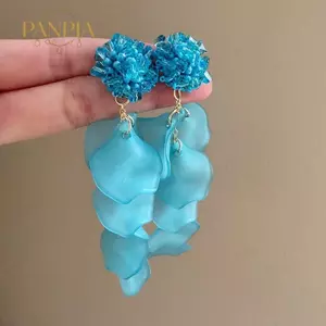 PNPIA- Bông Tai Tòn Lá Hoa Xanh Acrylic Bông Tai Thả Dài Cho Nữ Mùa Hè Hiện Đại Nghệ Thuật Trang Sức Cho Sự Kiện
