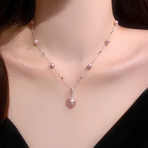 Kim Cương Ngọc Trai Đính Hạt Mặt Dây Chuyền Vòng Cổ Pháp Retro Cảm Giác Xương Đòn Tính Khí Thời Trang Phù Hợp Với Vòng Cổ
