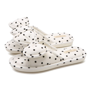 XIXITIAO Dép Vải Cotton Nơ Chấm Bi Nhà Nữ Giày Sàn Bốn Mùa