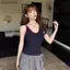 AA Fashion Hot Girls Màu tương phản Áo hai dây mỏng không tay U-ne có đệm ngực VN