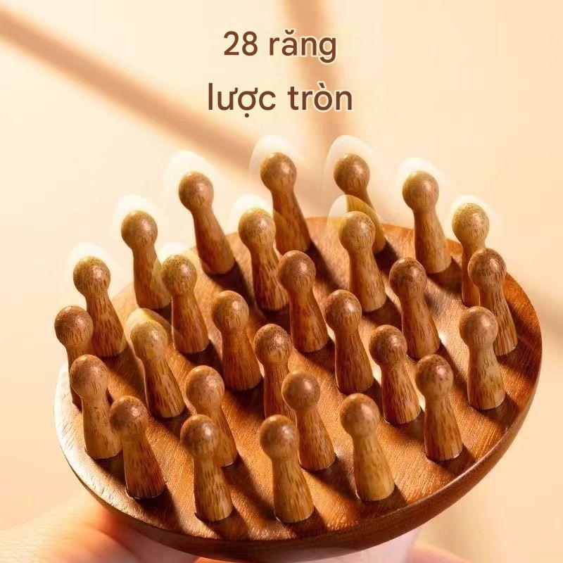 Lược tròn gỗ đàn hương chải đầu hàng ngày, ngăn ngừa gàu, kích thích tuần hoàn máu Đả thông kinh mạch, Thư giãn da đầu