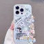 Ốp Lưng Cho Oppo Reno 15F 15 14F 14 Pro 14 13F 13 13 12F 12 11F 11 10 8t 8 8z 7 7z 6 5F 4F 4 F11 Pro F7 F5 F1s Chú Chó Con Dễ Thương Có Giá Đỡ Dây Xích Ngọc Trai Chống Sốc Ốp điện thoại màu bạc