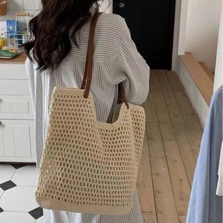 Túi đi biển lưới rỗng dệt một vai dung tích lớn thông thường