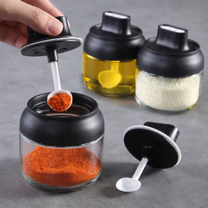 Hộ Gia Đình Kết Hợp Hộp Gia Vị Bộ Bảo Quản Nhà Bếp Nồi Dầu Bột Ngọt Muối Bình Thủy Tinh Gia Vị Chống Ẩm Bình Gia Vị CQ89