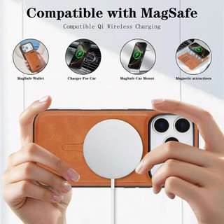 Vỏ da sạc không dây chia từ tính dành cho iPhone 17 16 15 14 13 12 Pro Max