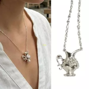 Flgo Vòng cổ mặt dây chuyền bình whisky độc đáo bằng đồng với dây chuyền có thể điều chỉnh 41 50cm