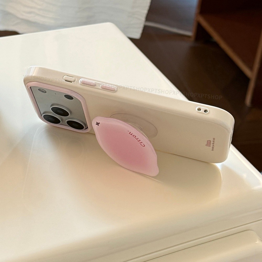 Ốp điện thoại mềm màu trơn + giá đỡ trái cây cho iPhone 17 Pro Max 16 15 14 13 Vỏ bảo vệ chống sốc
