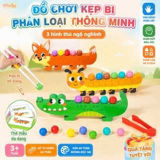 【BabyJoy】Đồ chơi gỗ kẹp hạt màu sắc,Phát triển khả năng phối hợp tay mắt,Đồ chơi Montessori phù hợp cho trẻ em
