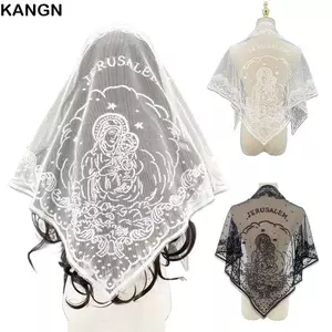 KANGN Foulard Bandana, Khăn ren thêu màu trơn, Khăn quàng cổ hình tam giác mỏng rỗng dành cho nữ