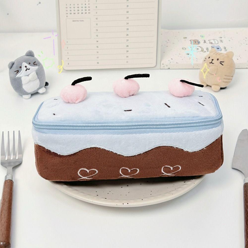 Túi đựng bút HIGHVIEWLS, Bút chì cảm ứng mềm dung tích lớn, Thiết kế bánh anh đào Kawaii Túi đựng văn phòng phẩm sang trọng dành cho học sinh