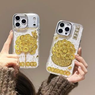 Ốp Điện Thoại Hoa Đồng Xu Vàng May Mắn Cho iPhone 17 16 11 12 13 14 15 Pro Max Vỏ Bảo Vệ TPU Mềm Trong Suốt Chống Rơi Vỏ Hợp Thời Trang Dễ Thương