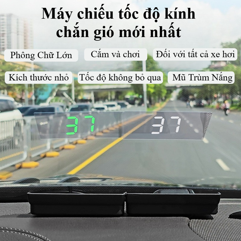 Màn Hình HUD Ô Tô - Định Vị GPS/Bắc Đẩu, Chiếu Thông Tin Lên Kính, Dùng Cho Mọi Xe, Cắm Cổng USB, Dùng Cho Mọi Xe