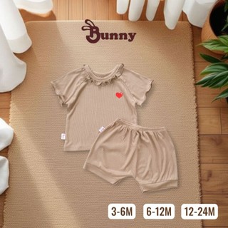 (3-24M) Hàng cao cấp: Bộ cộc bé gái Bunnybaby chất thun tăm lụa cao cấp mềm mượt.