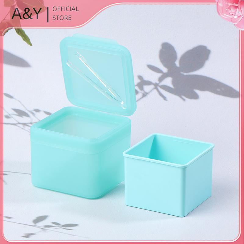 A & Y 300g Dụng cụ tẩy trang vuông hai lớp Hộp bông Flip Cover Tự kết hợp Nhíp Hộp lưu trữ miếng bông.