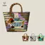 Túi dệt chó sọc cổ điển Dachshund Túi xách dễ thương hợp thời trang Túi Tote sức chứa lớn Túi đựng rau củ có tay cầm bằng tre thời trang [Mina]