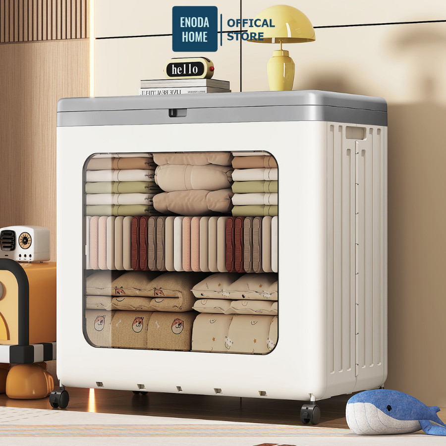 Hộp Đựng Quần Áo ENODA HOME, Thùng Đựng Quần Áo Gấp Gọn Có Bánh Xe, Kín Đáo Chống Bụi Bẩn Q431