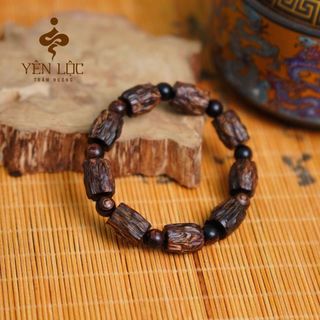Vòng Tay Trầm Hương Kiểu Dáng Trúc Thô - Trầm Hương Sánh Chìm - Trầm Hương Yên Lộc