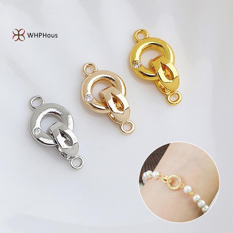 < WHPHous-t > 1 Cái Chốt Kết Nối Khóa Khóa Đồng Mạ Vàng 18K dát Zircon Ngọc Trai Cuối Khóa Trang Sức DIY Vòng Tay Vòng Cổ Cung Cấp